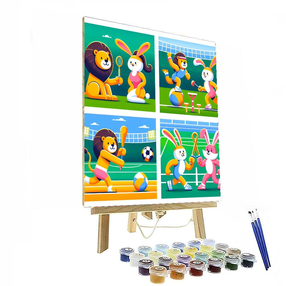 Sporty Animal Champs Paint By Numbers Art