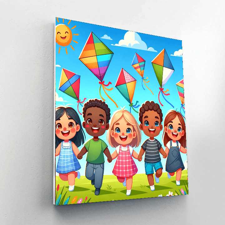 Colorful Kite Flying Festival Number Painting