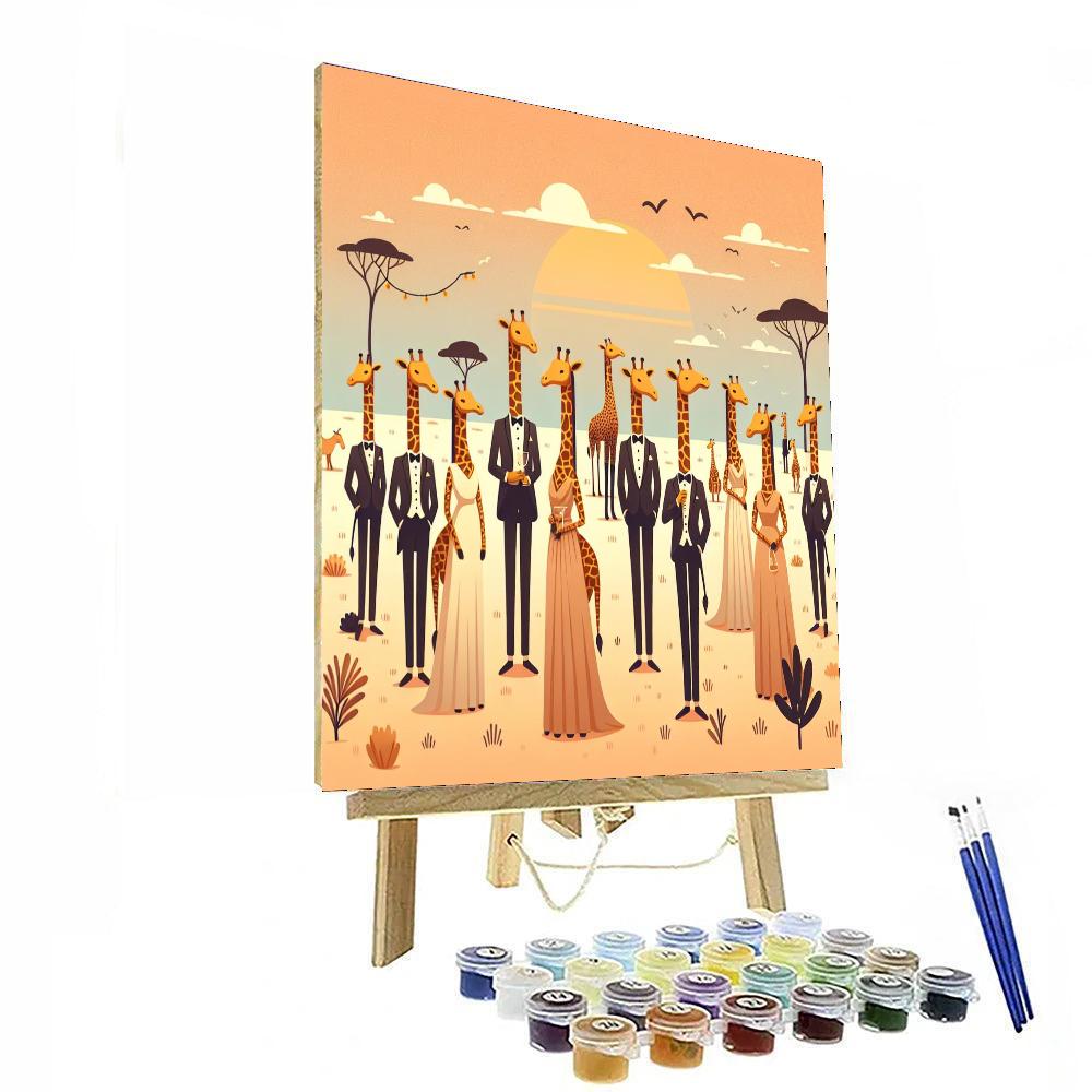 Grand Giraffe Gala Painting Number Kit