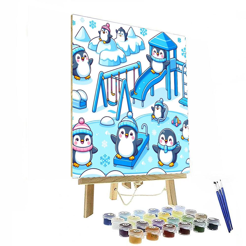 Happy Penguin Playground Paint By Color