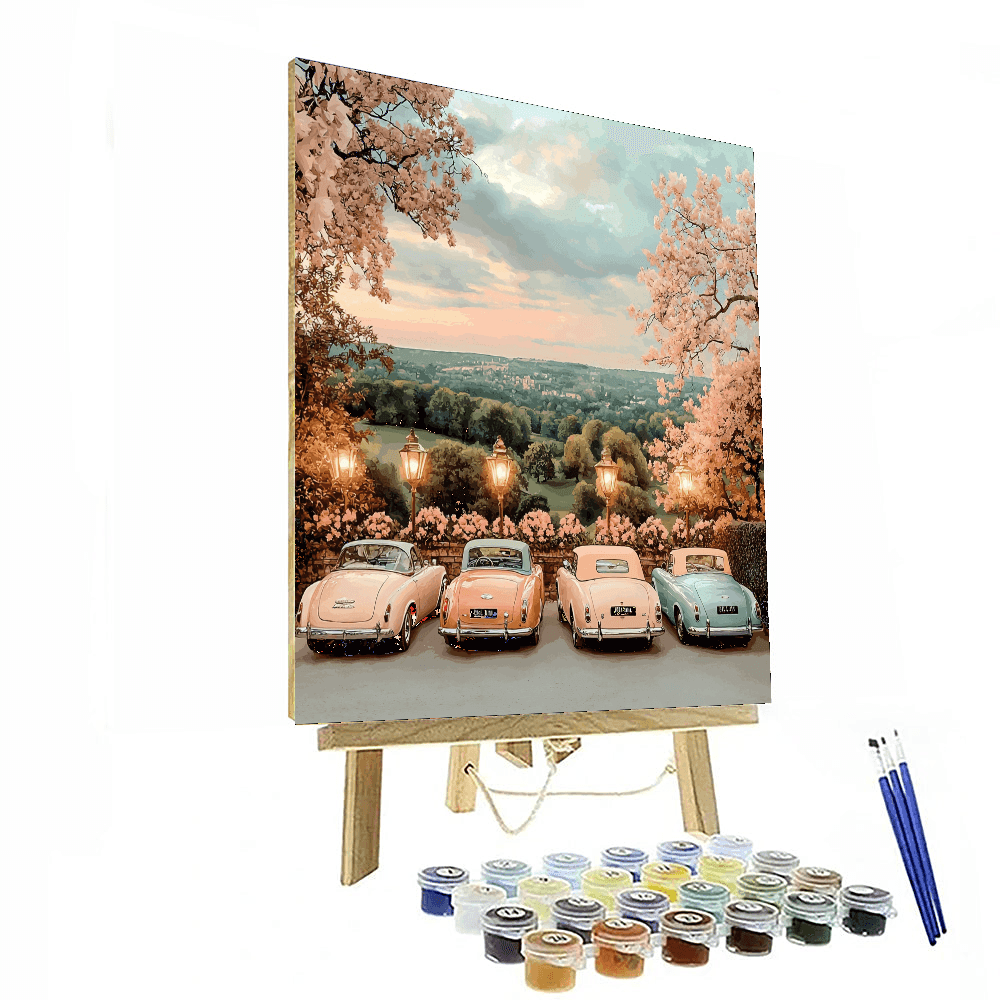 René Magritte Inspired Elegant Vintage Vehicles  Paint By Number