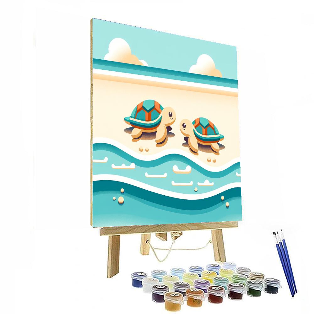 Beach Day With Sea Turtles Paint By Numbers Kits