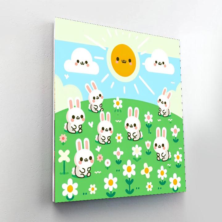 Fluffy Bunny Meadow Number Painting