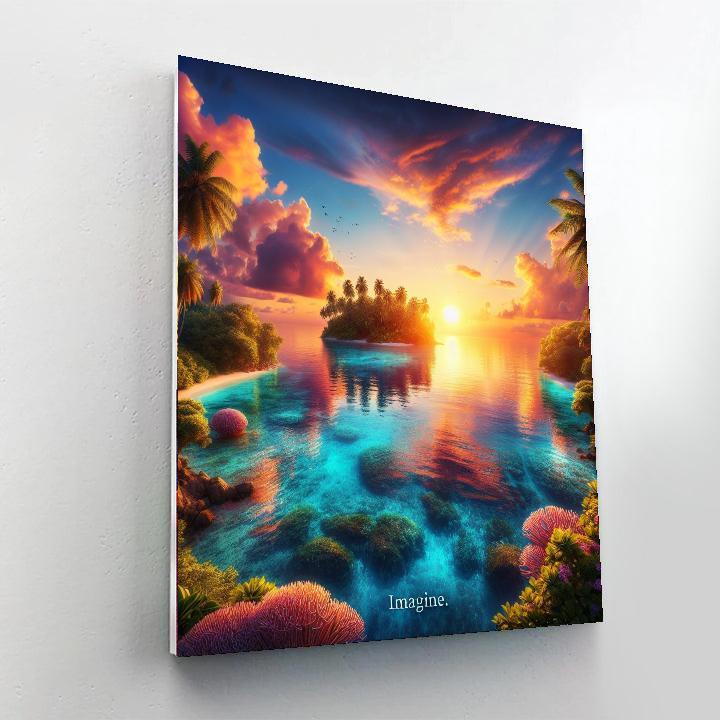 Exotic Island Sunrise Paint By Numbers Art