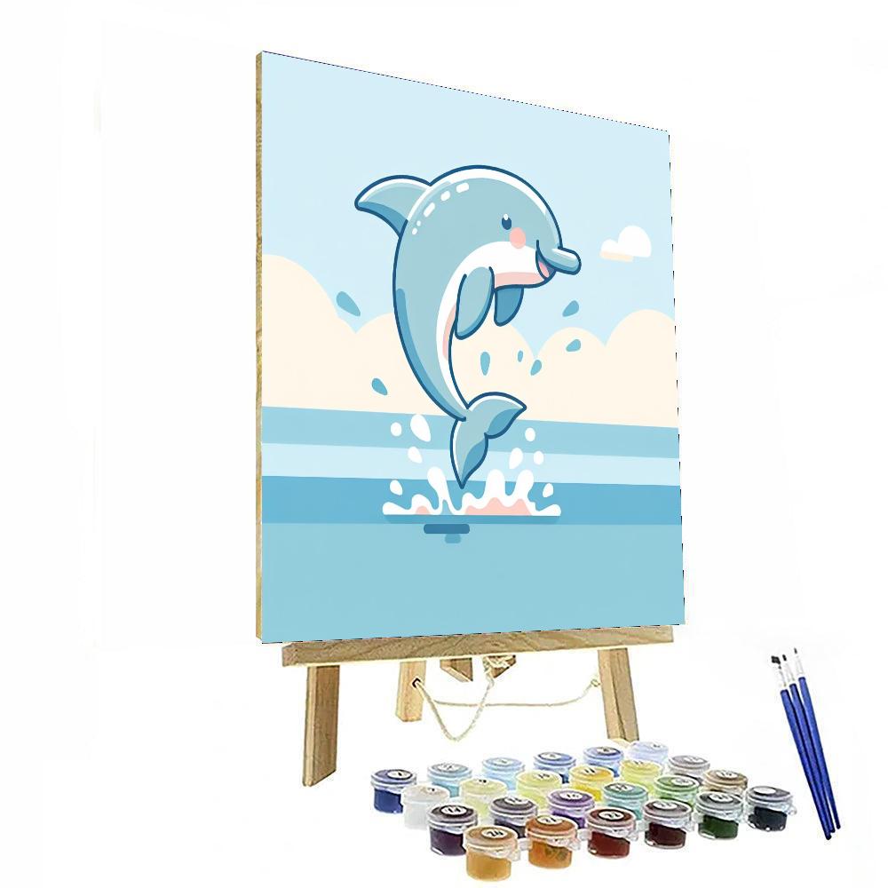Curious Dolphin Splash Paint By Numbers Art