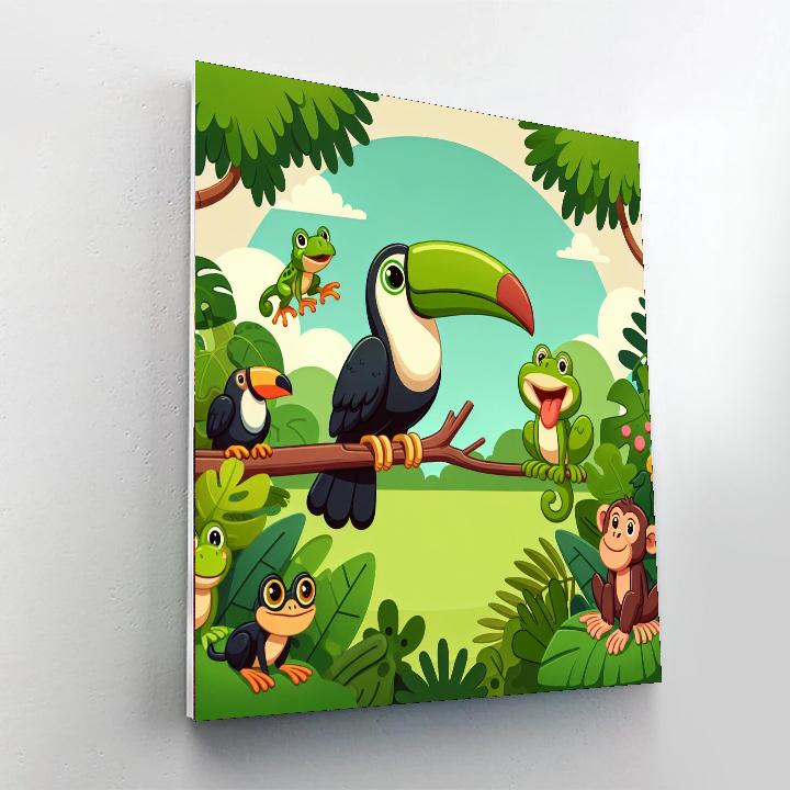 Rainforest Animal Adventure Painting Number Kit