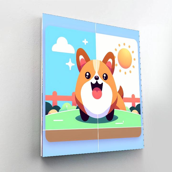 Curious Corgi's Park Stroll Paint By Color