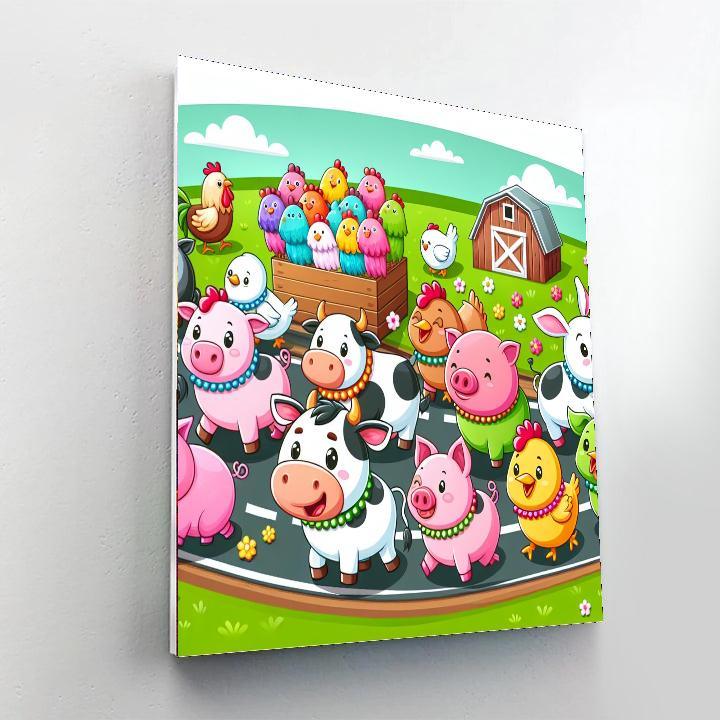 Jolly Farmyard Parade Paint By Number