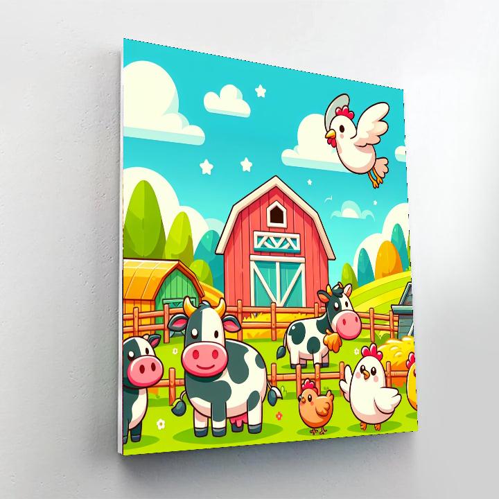 Gleeful Farm Adventure Paint By Numbers Art