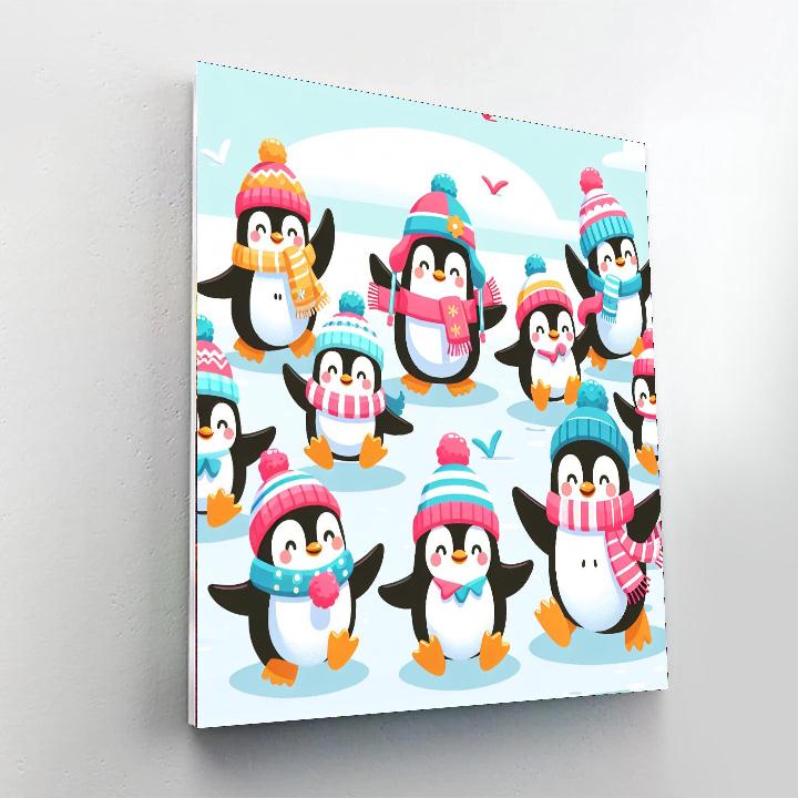 Merry Penguin Parade Paint By Numbers Art