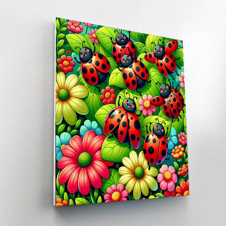 Dancing Ladybugs In The Garden Numbered Painting Kits