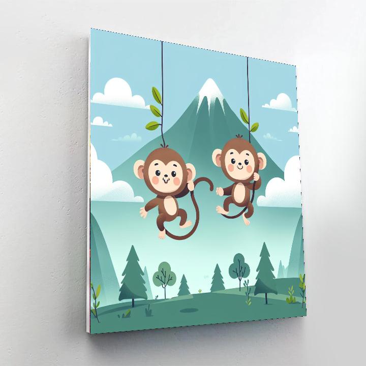 Magical Mountain Monkeys Painting Number Kit