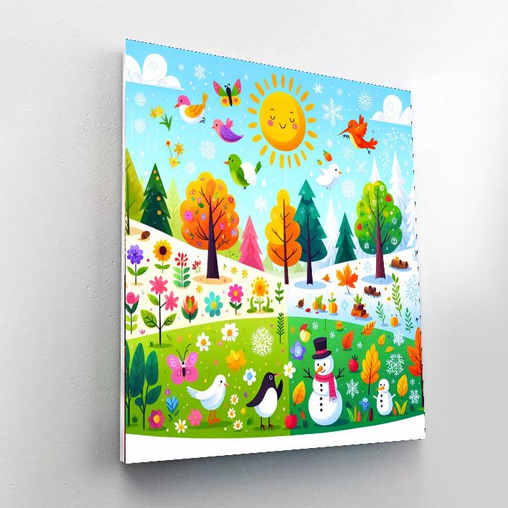 Cheerful Seasons Paint By Numbers Art