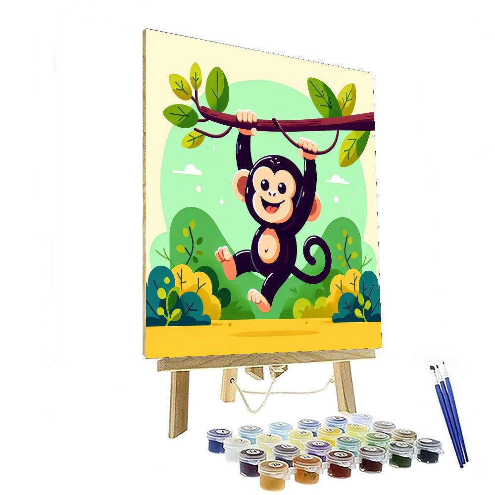 Cheery Chimpanzee In Jungle Painting Number Kit