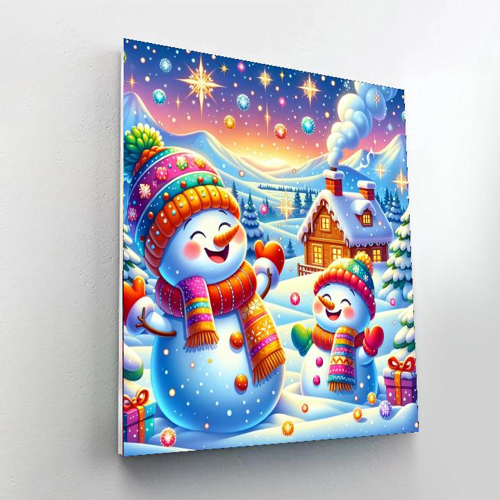 Sparkling Snowy Scene Paint By Numbers Art