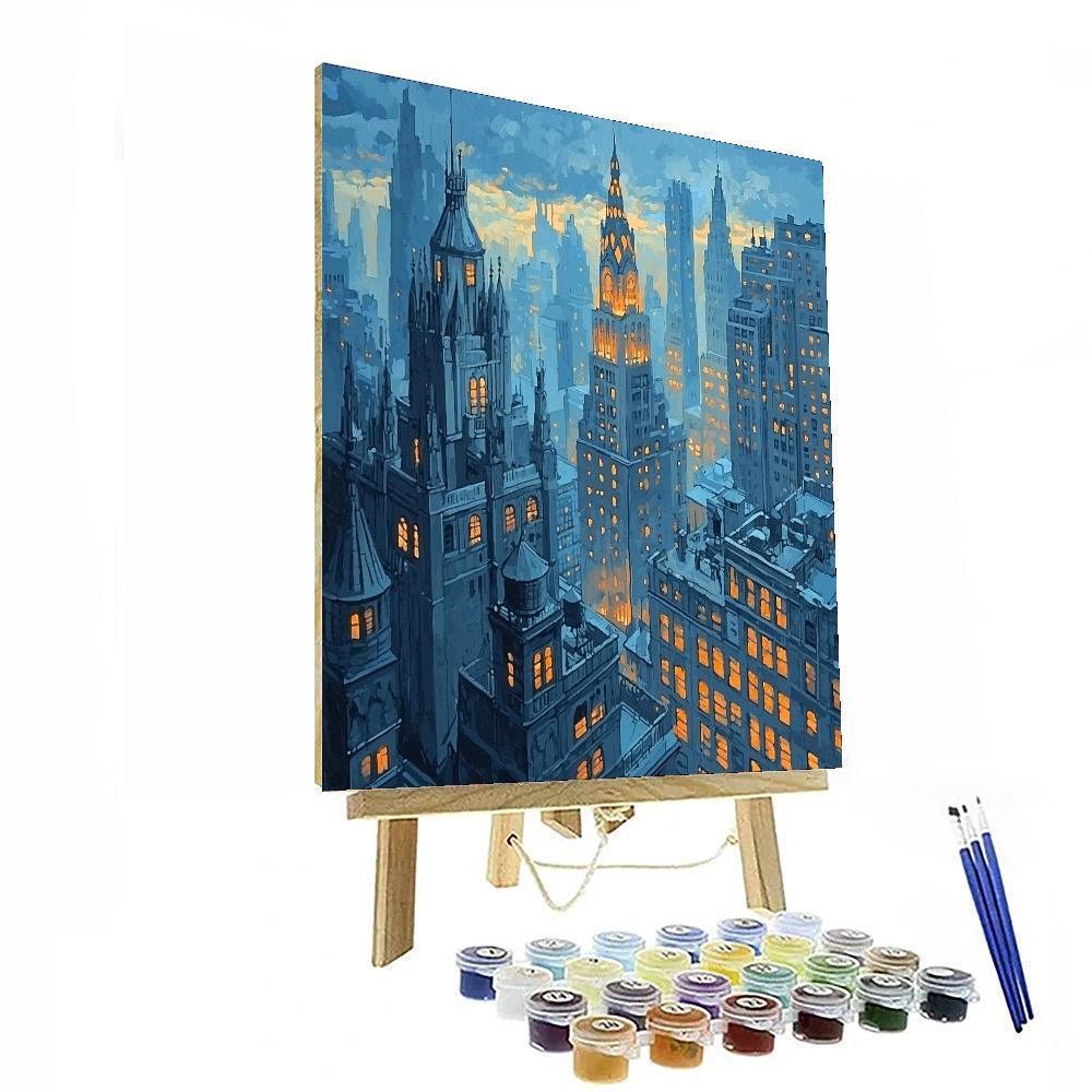 Edward Hopper Inspired City Skyline Panorama  Paint By Numbers