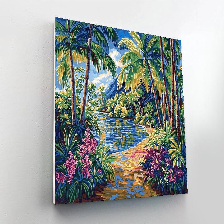 Paul Gauguin Inspired Tropical Paradise Vista  Number Painting