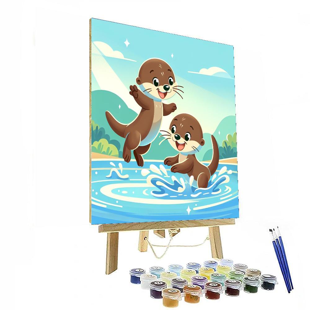 Playful Otter Splash Number Painting