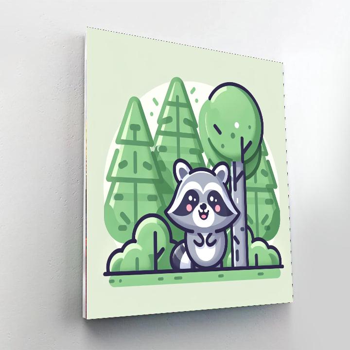Friendly Raccoon Painting Number Kit