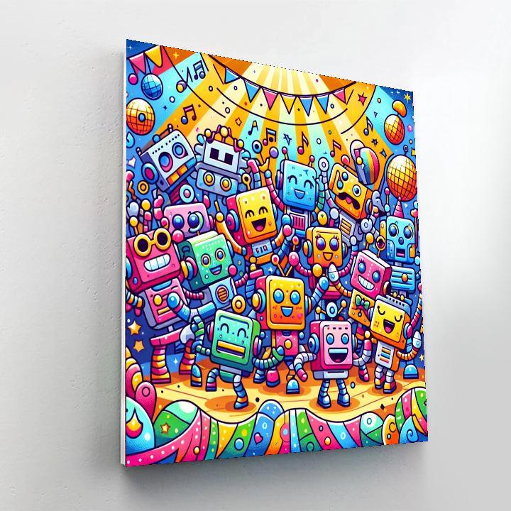 Energetic Robot Dance Party Paint By Number