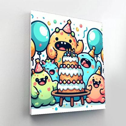 Cute Monster Party DIY Paint By Numbers