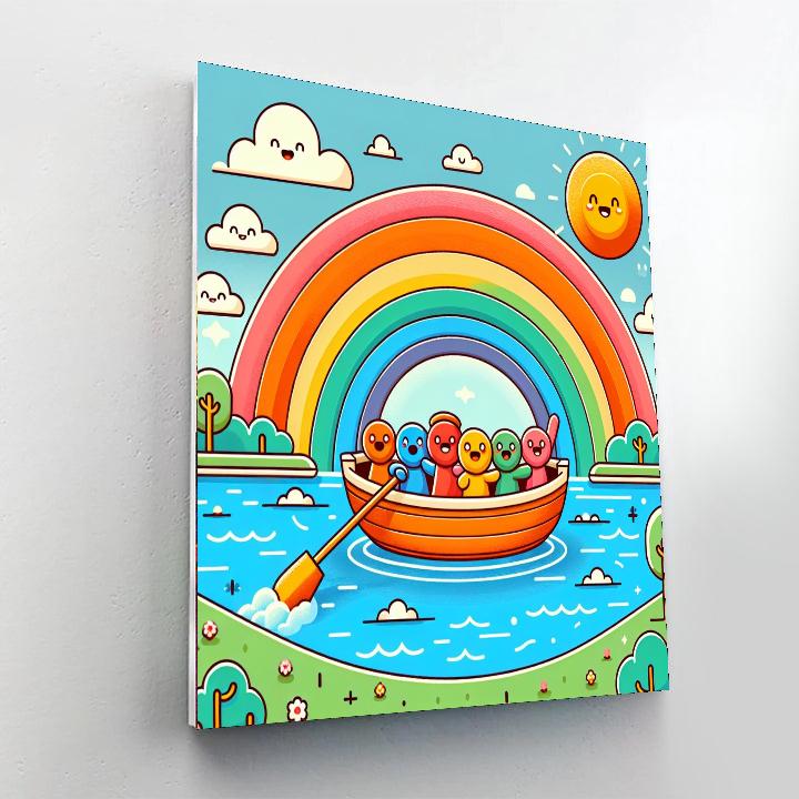 Sailing On A Rainbow Boat DIY Paint By Numbers