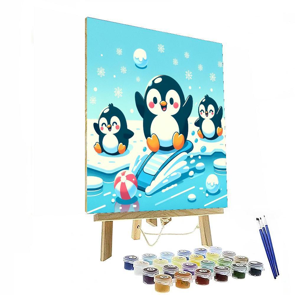 Joyful Penguins Playing Paint By Number