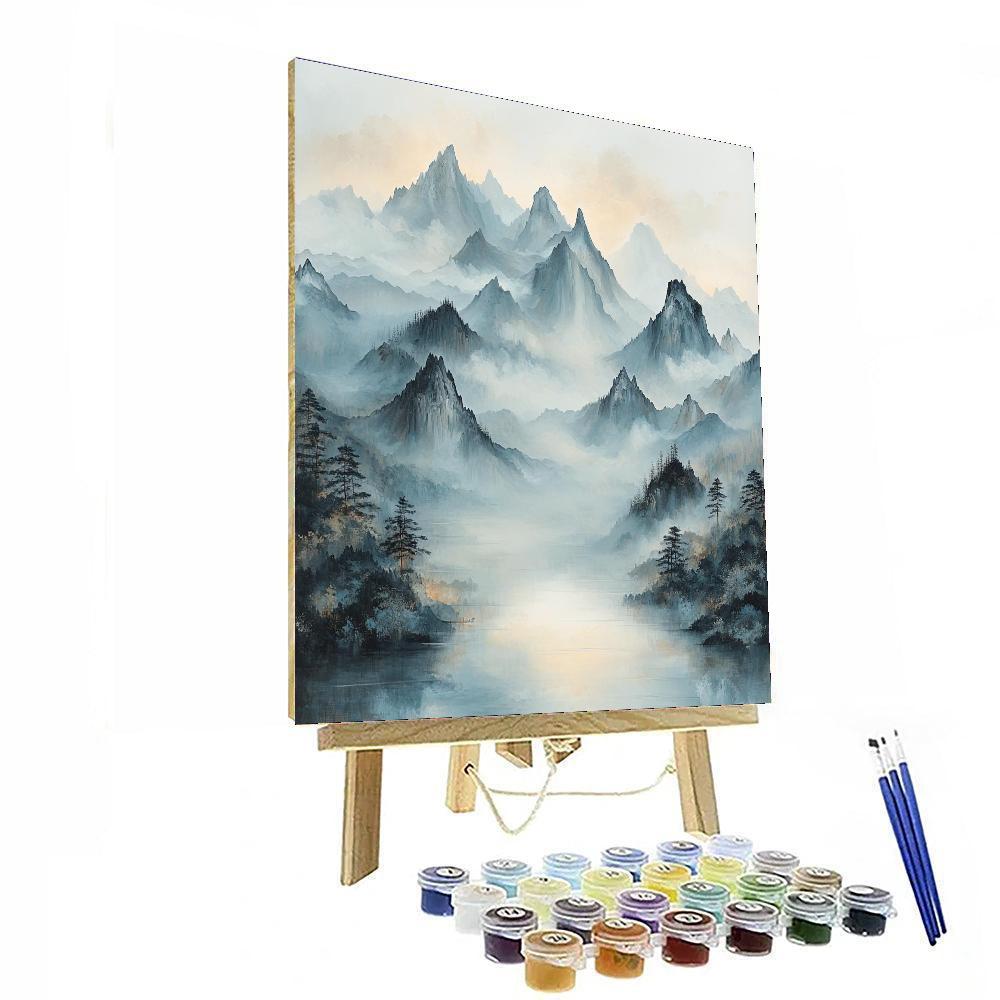 Zhao Mengfu Inspired Echoes Of Tranquil Peaks  Paint By Number