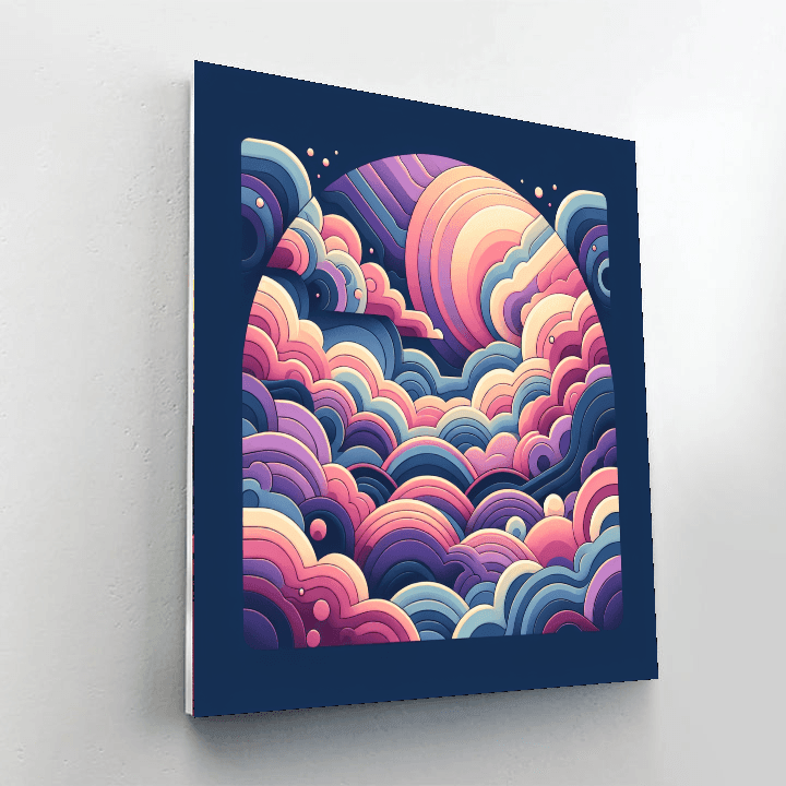 Glowing Horizons Wall Artwork Number Painting