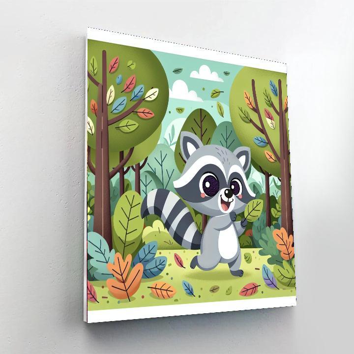 Lively Raccoon Paint By Numbers Art