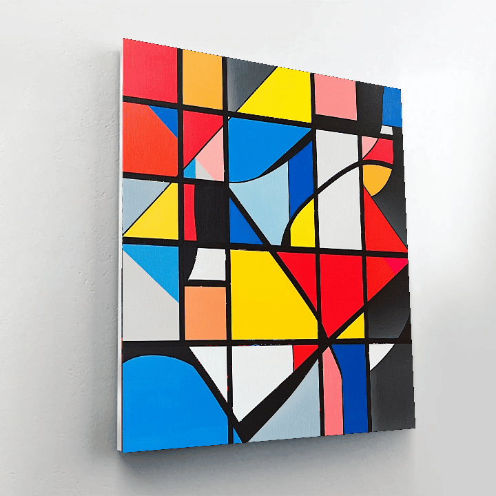 Piet Mondrian Inspired Geometric Whirlwind  Paint By Color