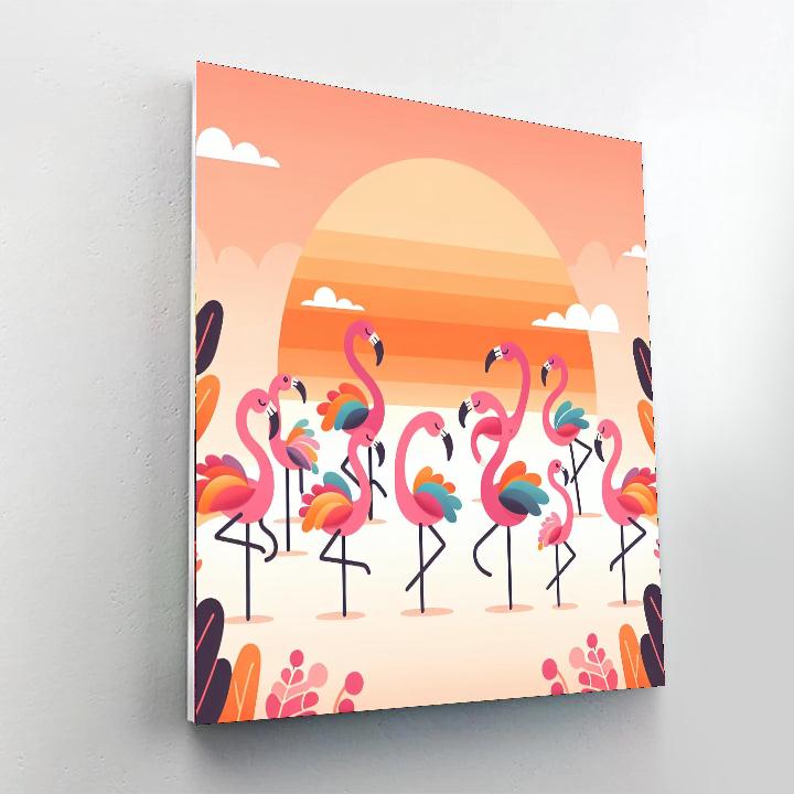 Festive Flamingo Fiesta Number Painting