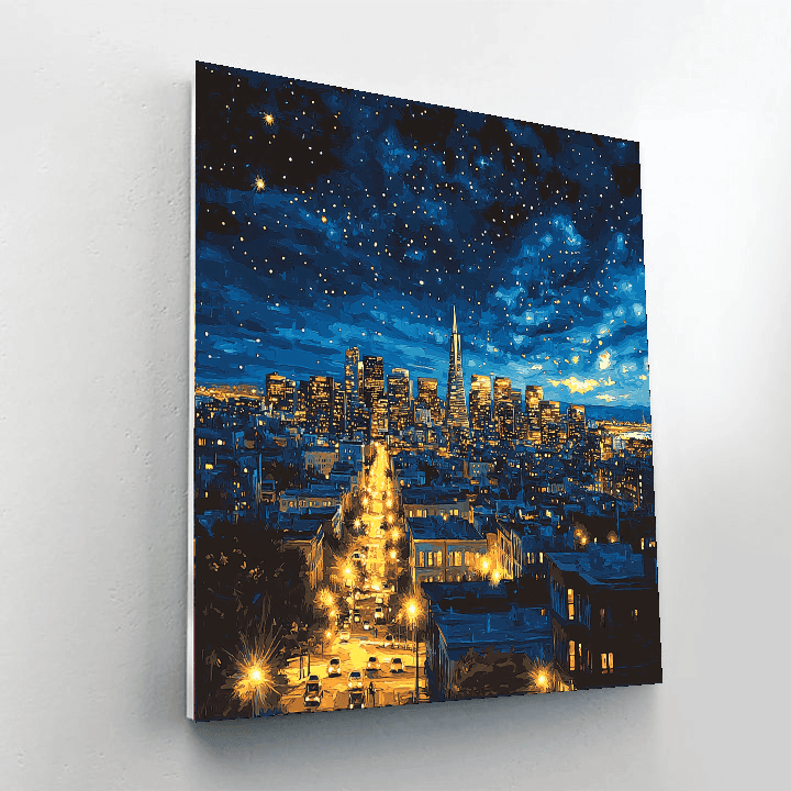 Edward Hopper Inspired Moonlit Cityscape  DIY Paint By Numbers
