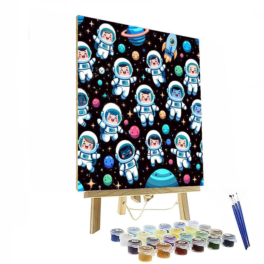 Cheerful Astronaut Journey Painting Number Kit