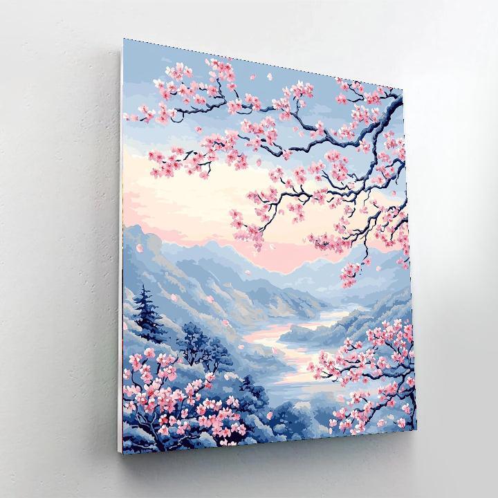 Utagawa Hiroshige Inspired Whispers Of The Cherry Blossom  Number Painting
