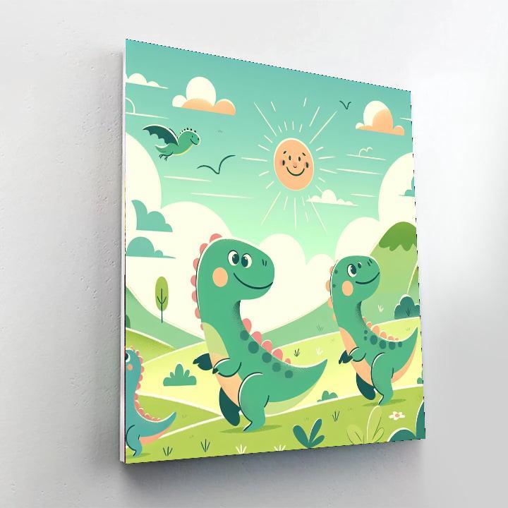 Sunny Day Dinosaurs Paint By Numbers Art