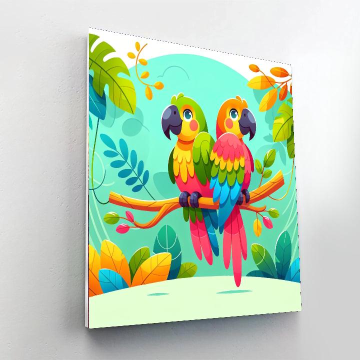 Playful Parrot Adventure Paint By Numbers Art