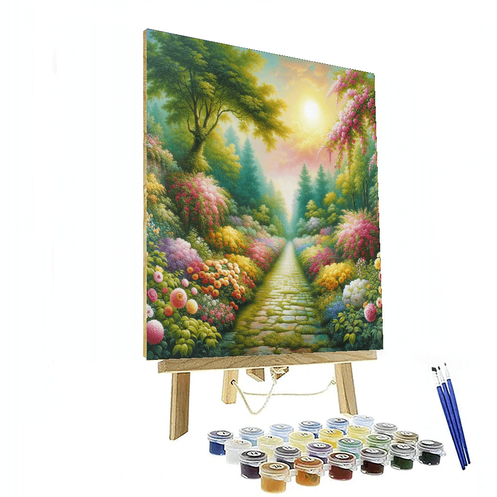 Charming Floral Garden Pathway Painting By Numbers Kit
