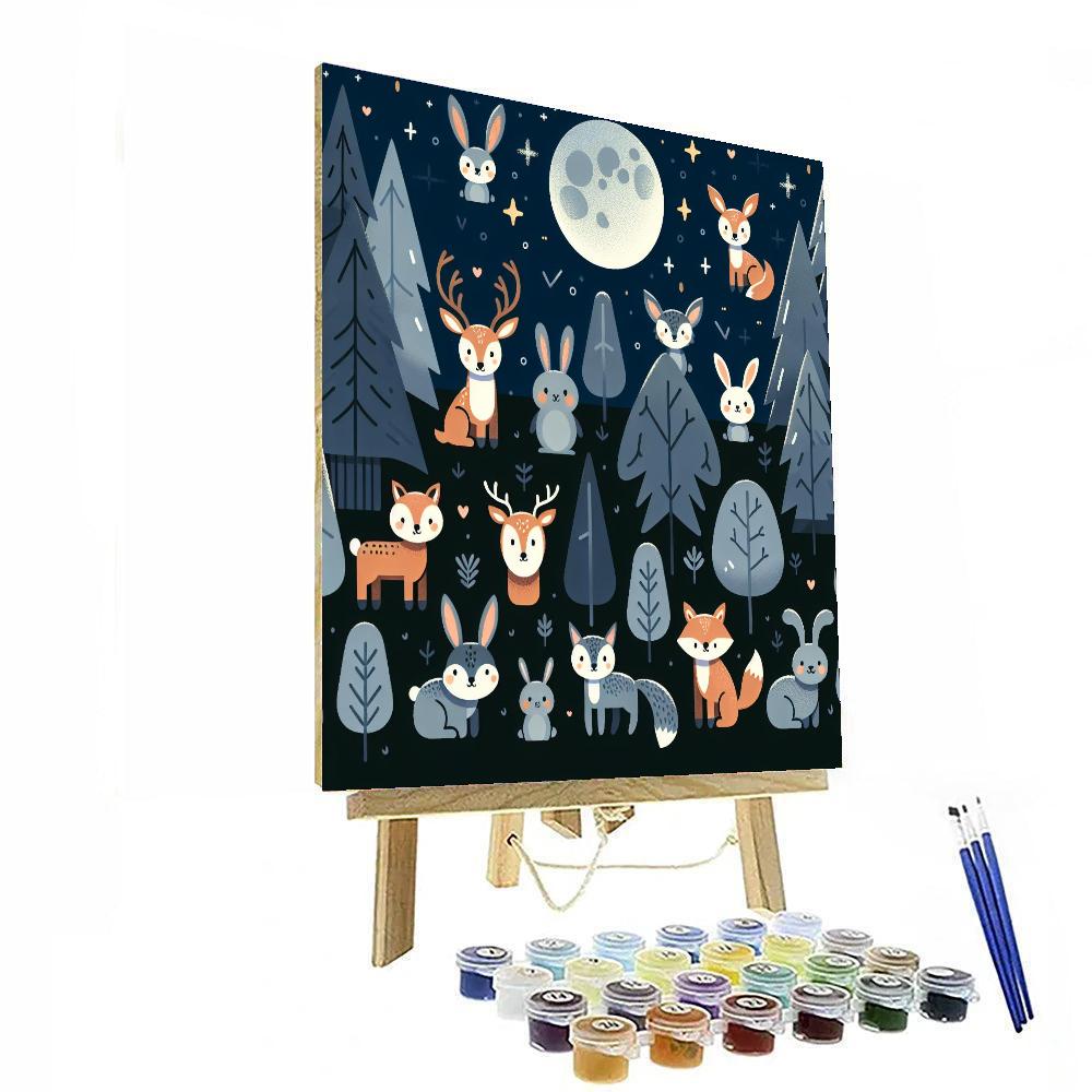 Moonlit Woodland Creatures Paint By Numbers