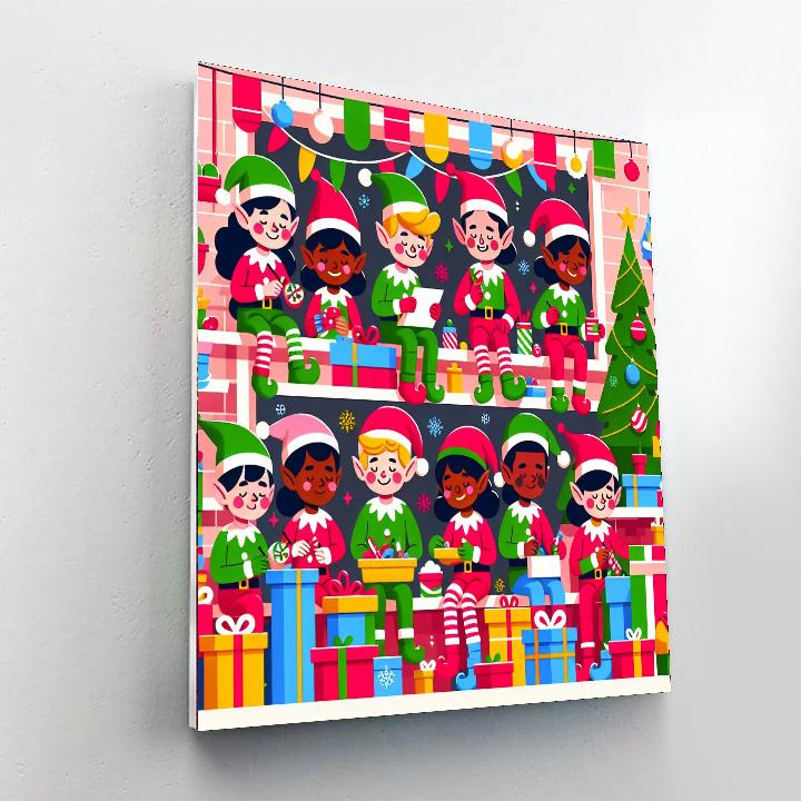 Cheery Holiday Elves Numbered Painting Kits