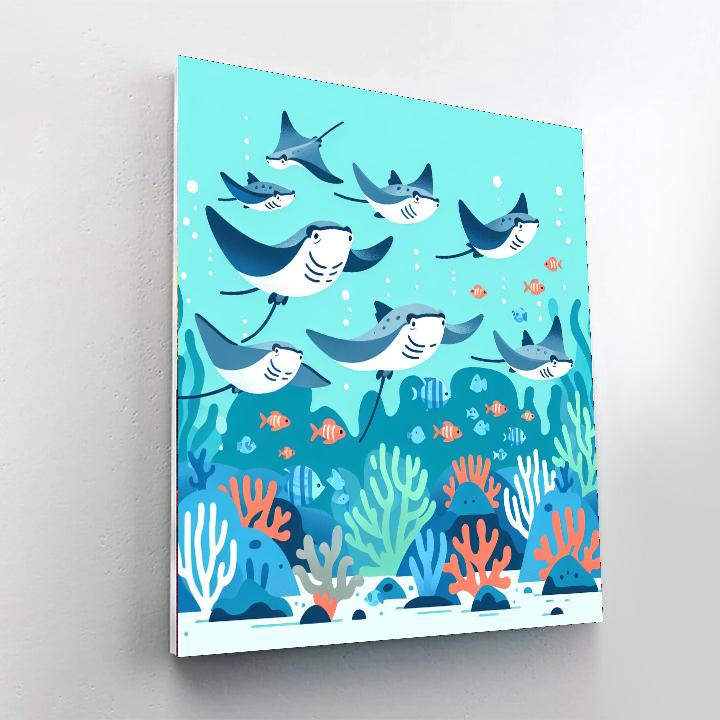 Magical Manta Ray Reef Paint By Numbers Art