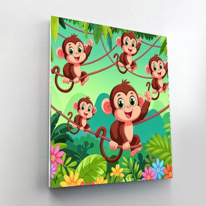 Jungle Adventure With Friendly Monkeys DIY Paint By Numbers