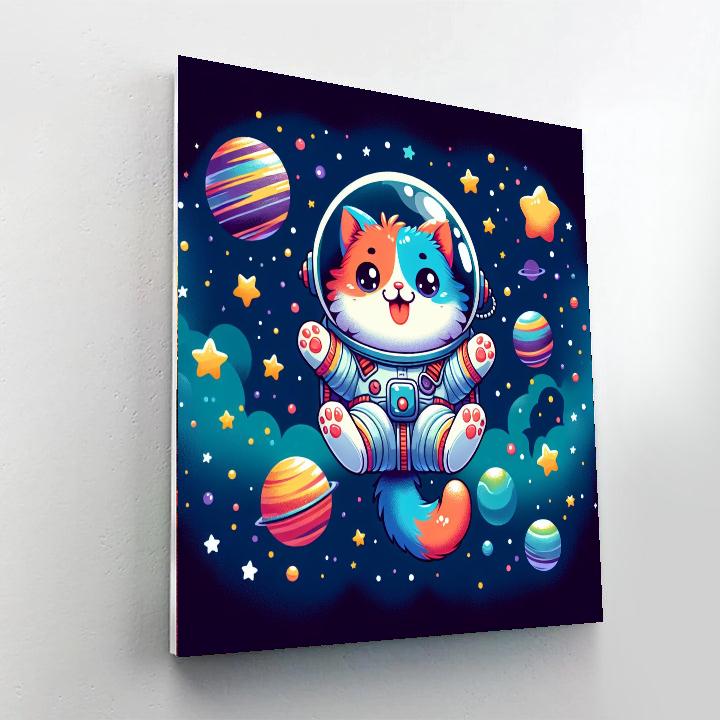 Curious Astronaut Cat Numbered Painting Kits