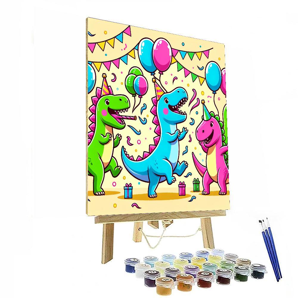 Joyful Dinosaur Party Painting By Numbers Kit