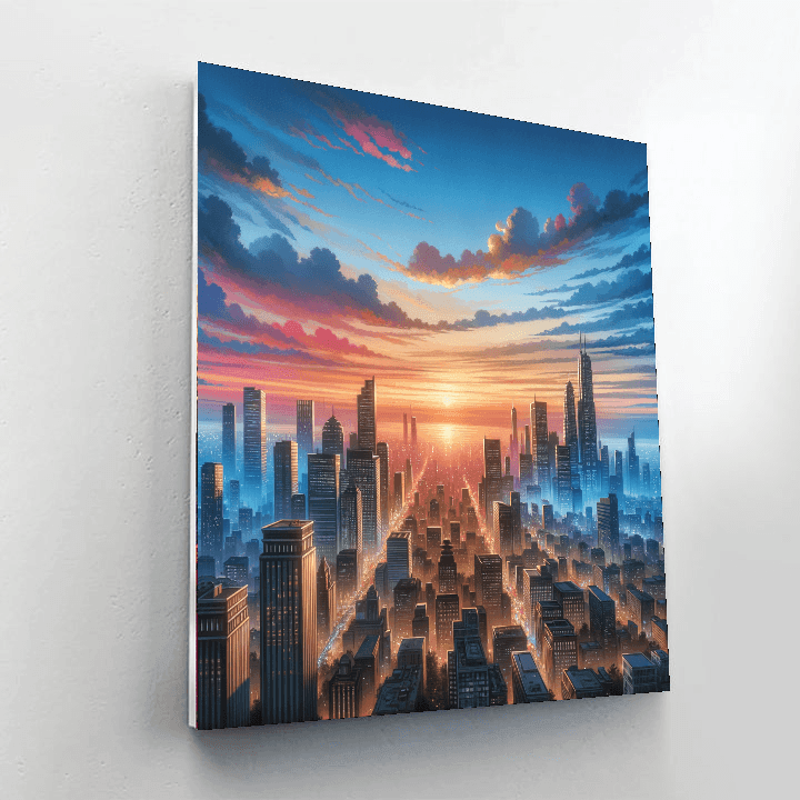 Rooftop Cityscape Number Painting