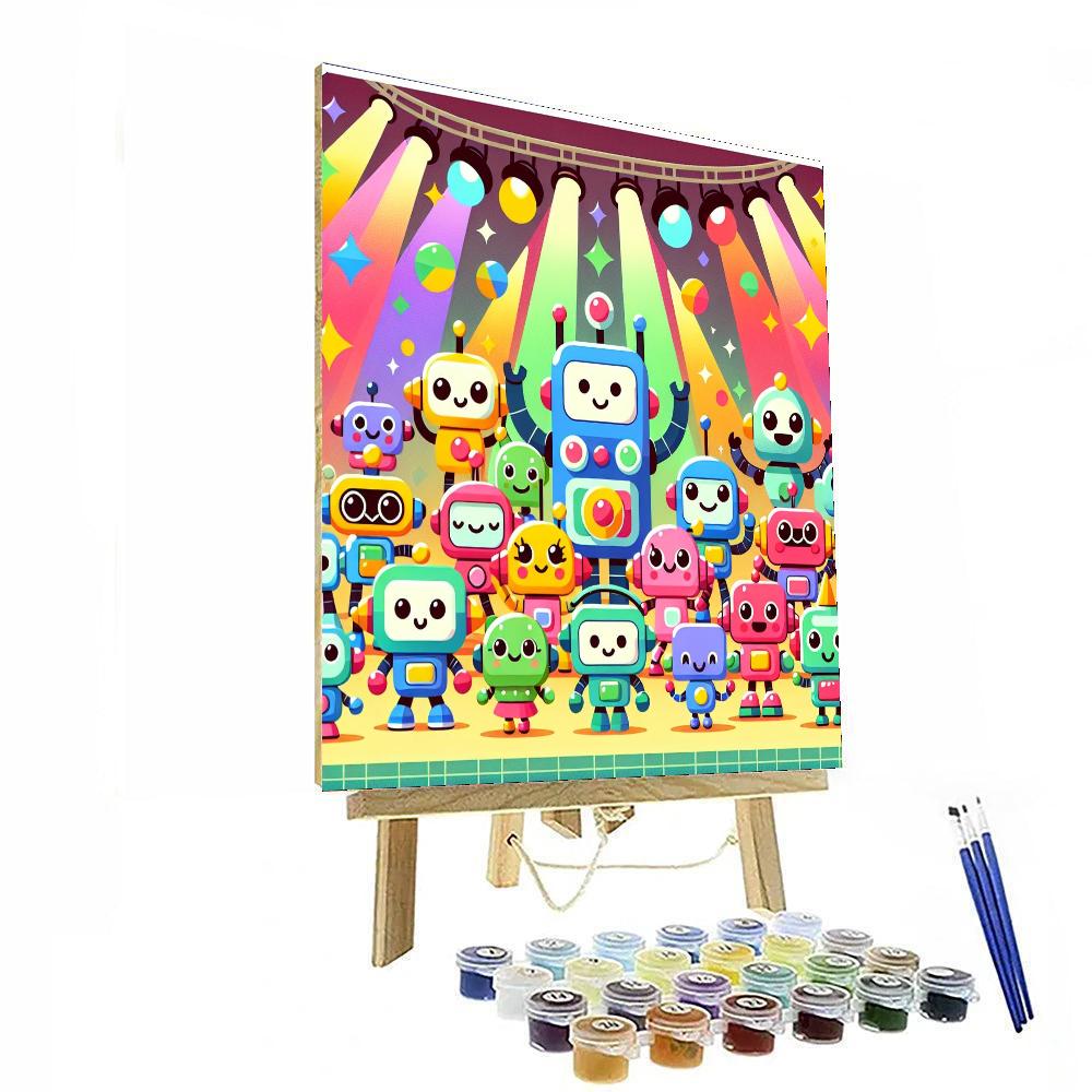 Joyful Robot Dance Party DIY Paint By Numbers