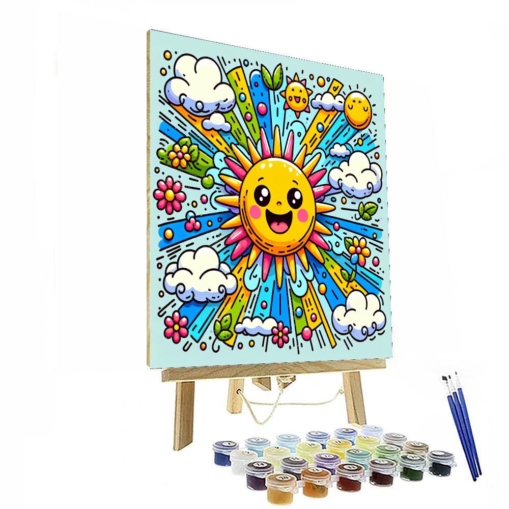 Happy Sun And Clouds Numbered Painting Kits
