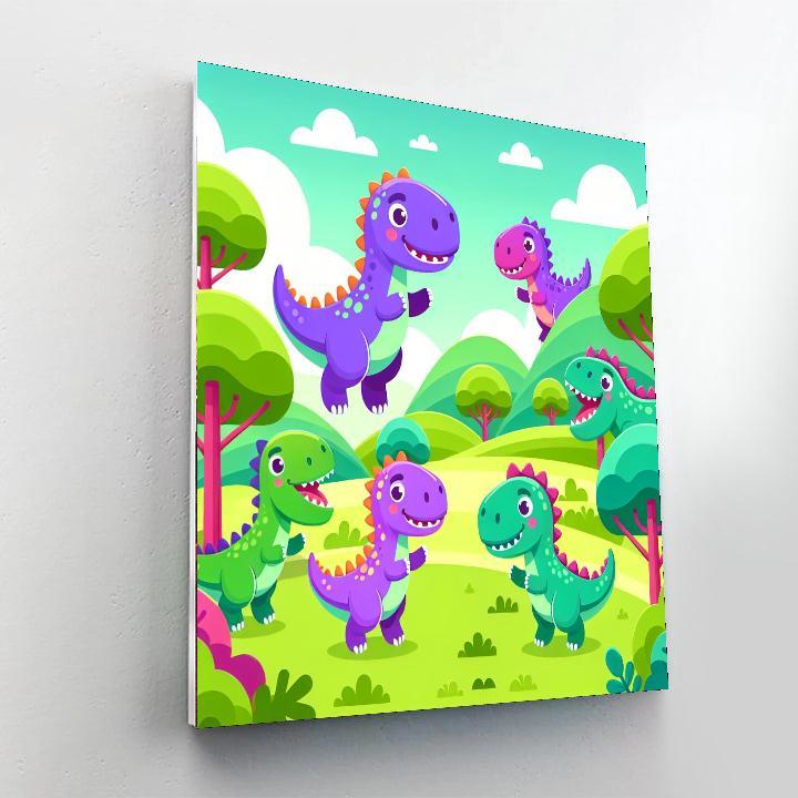 Dizzy Dinosaurs Paint By Numbers Art