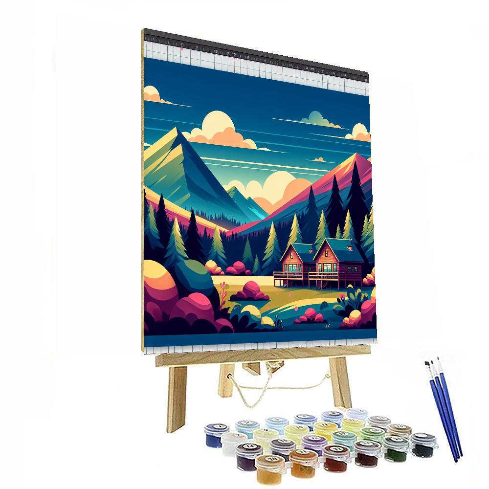 Magical Mountain Hideaway Paint By Numbers Art