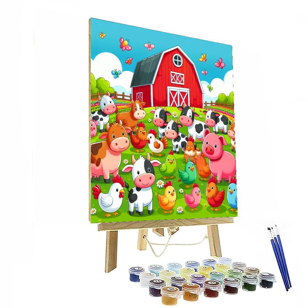 Vibrant Farmyard Scene Numbered Painting Kits